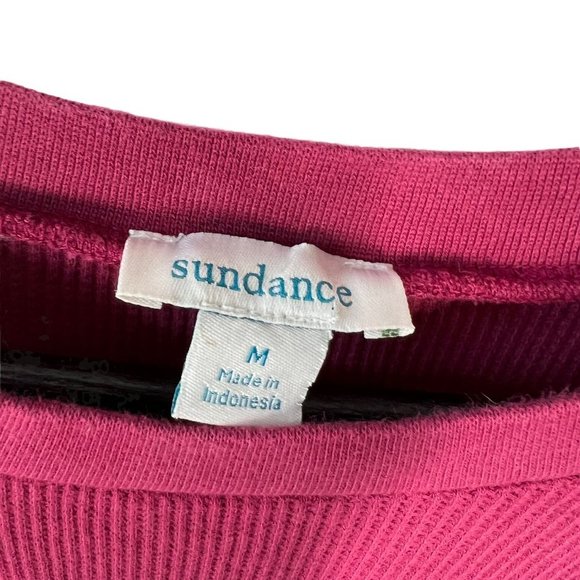 Sundance Red Waffle Knit Long Sleeve Top Medium - Picture 3 of 8